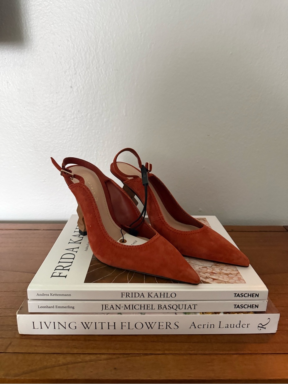 Suede Slingback Heels in Burnt Orange - Women